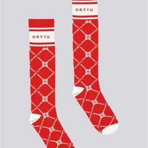 ORTTU Red and White Monogram Socks